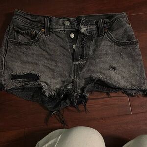 Levi's Black Distressed Jean Shorts High-Waisted